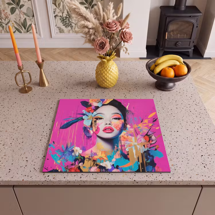Induction hob protector - Woman - Portrait - Abstract - Purple — 3