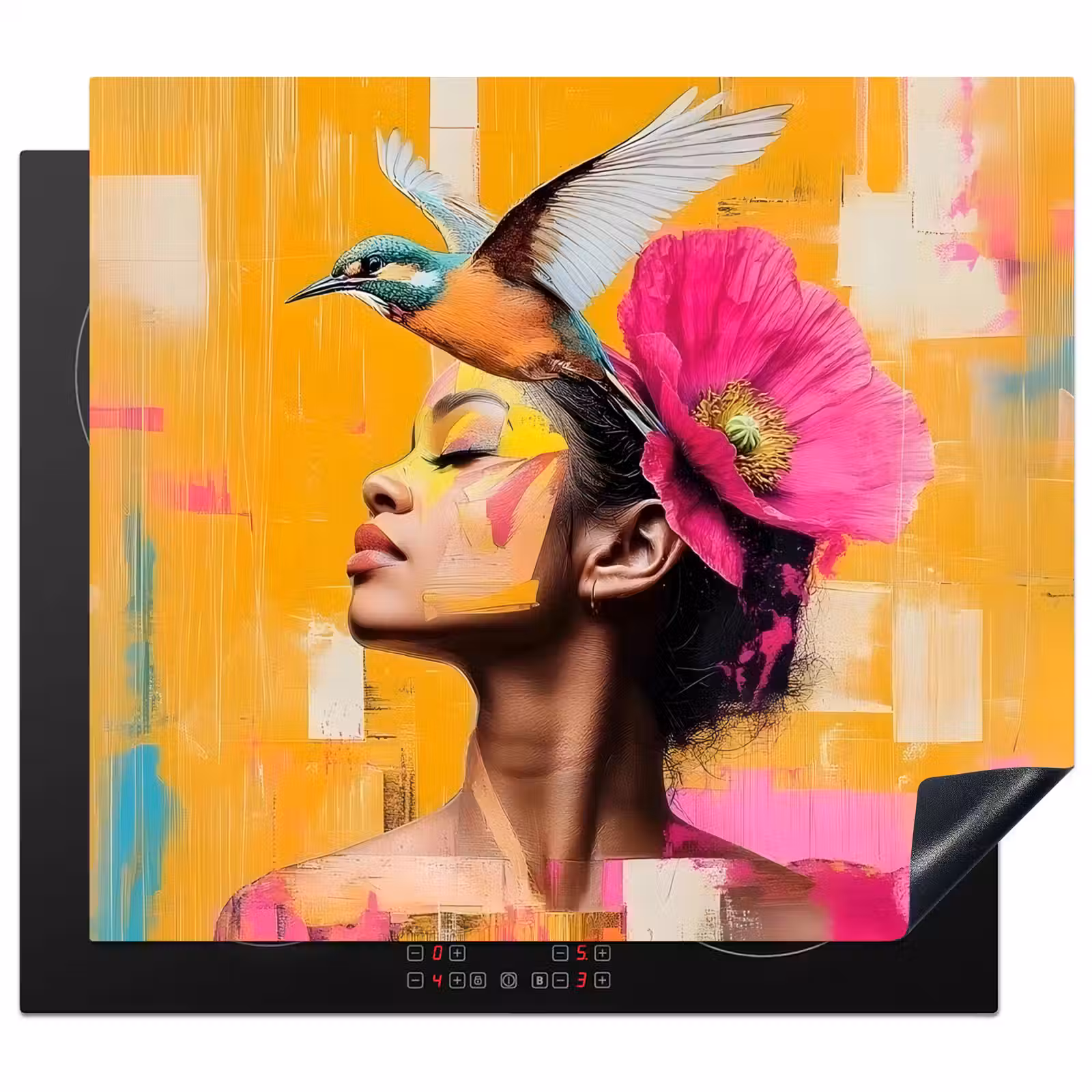 Induction hob protector - Bird - Woman - Abstract - Flower — 1