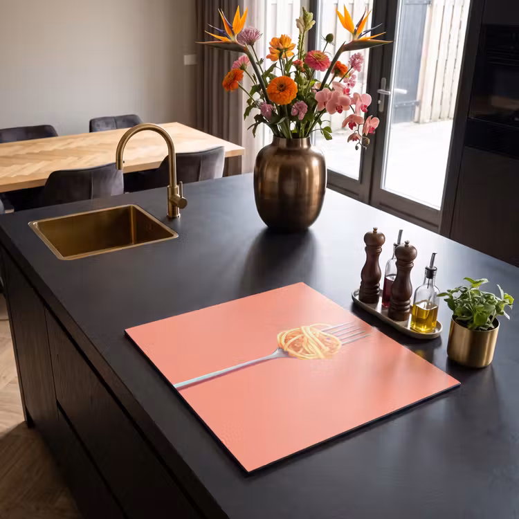 Induction hob protector - Fork - Spaghetti - Artistic - Pink — 2