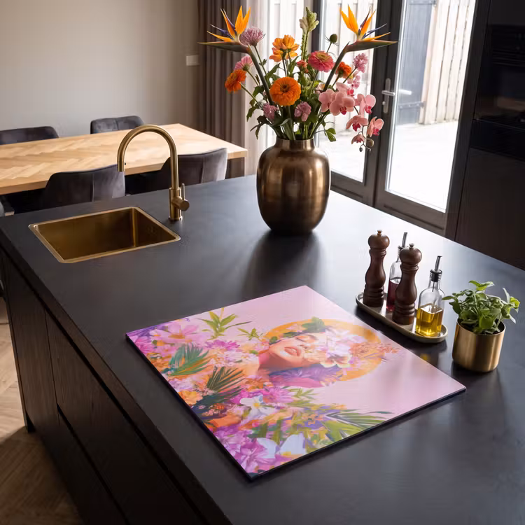 Induction hob protector - Woman - Abstract - Circle - Flowers — 2