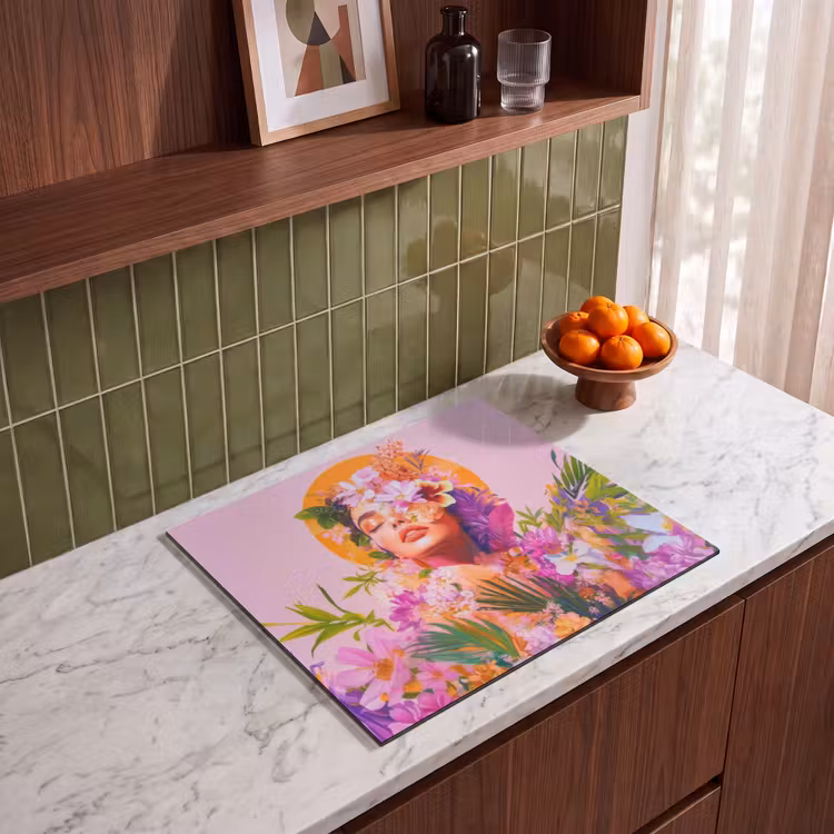 Induction hob protector - Woman - Abstract - Circle - Flowers — 4