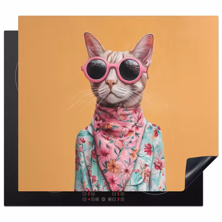 Induction hob protector - Sunglasses - Cat - Scarf - Flowers — 1