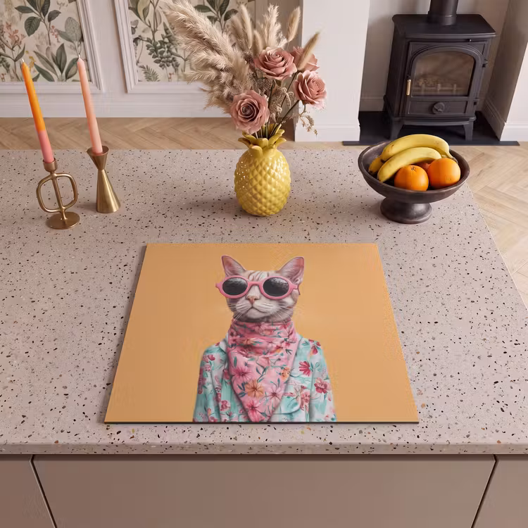 Induction hob protector - Sunglasses - Cat - Scarf - Flowers — 3