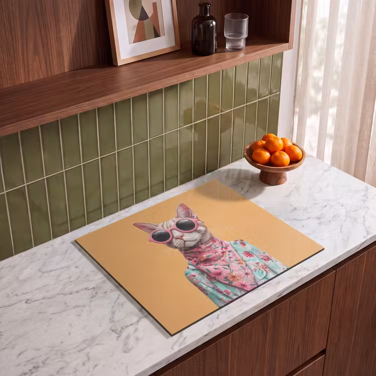 Induction hob protector - Sunglasses - Cat - Scarf - Flowers — 4
