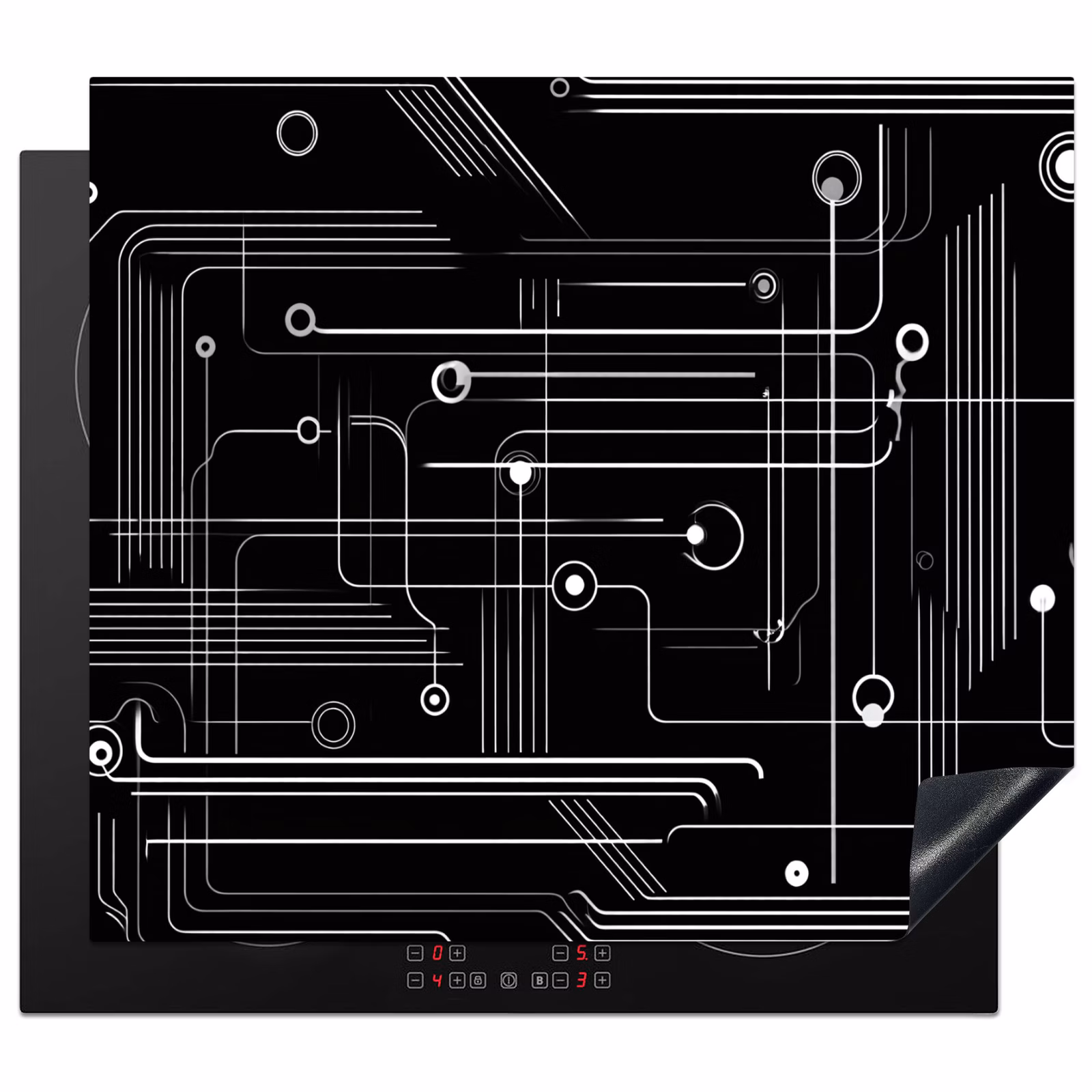 Induction hob protector - Gaming - Abstract - Lines - Circles - Black — 1
