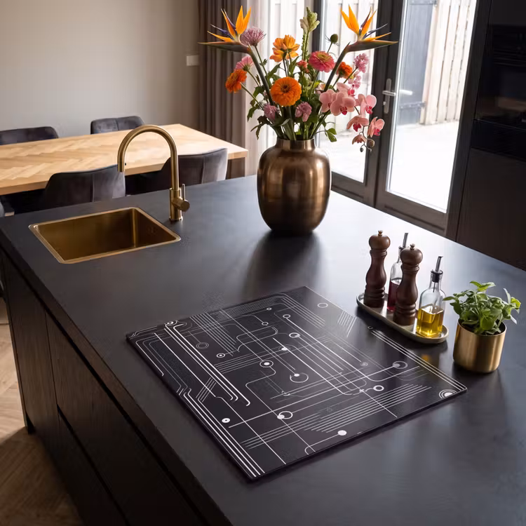 Induction hob protector - Gaming - Abstract - Lines - Circles - Black — 2