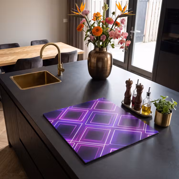 Induction hob protector - Gaming - Diamonds - Neon - Purple — 2