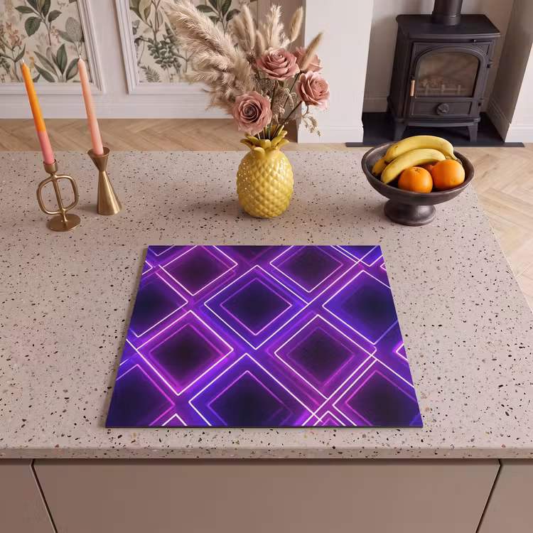 Induction hob protector - Gaming - Diamonds - Neon - Purple — 3