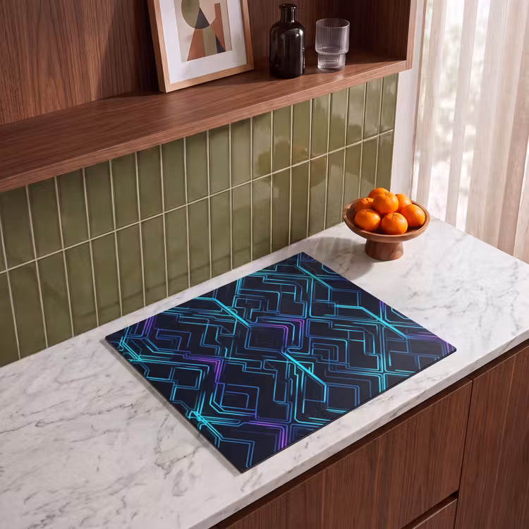 Induction hob protector - Gaming - Plaid Shapes - Abstract - Neon - Purple — 4