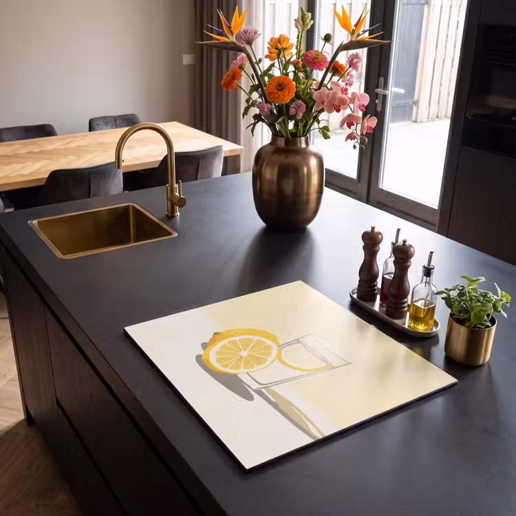 Induction hob protector - Glass - Lemon Slices - Yellow — 2