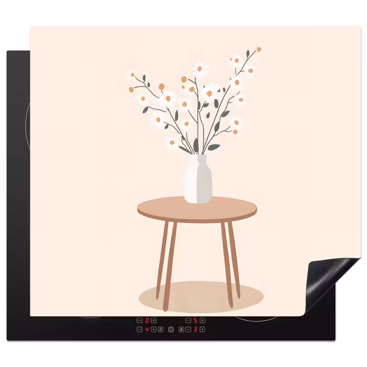 Induction hob protector - Vase - Flowers - Daisies - Beige — 1