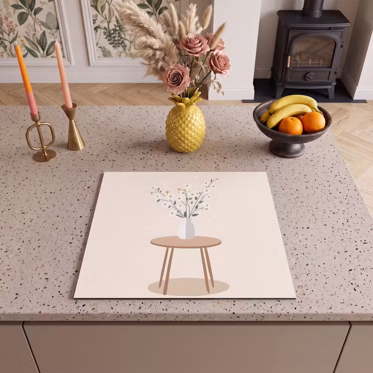 Induction hob protector - Vase - Flowers - Daisies - Beige — 3