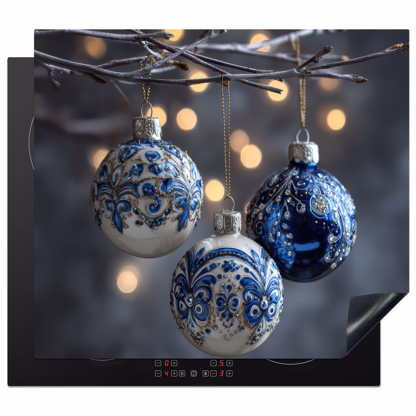 Induction hob protector - Christmas Ball - Decorated - Blue — 1