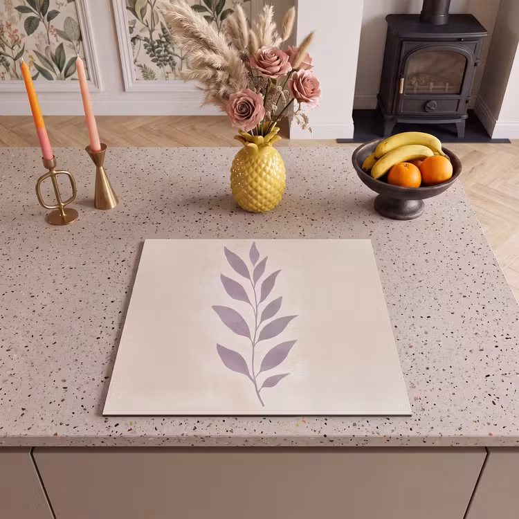 Induction hob protector - Branch - Leaves - Minimalist - Beige — 3