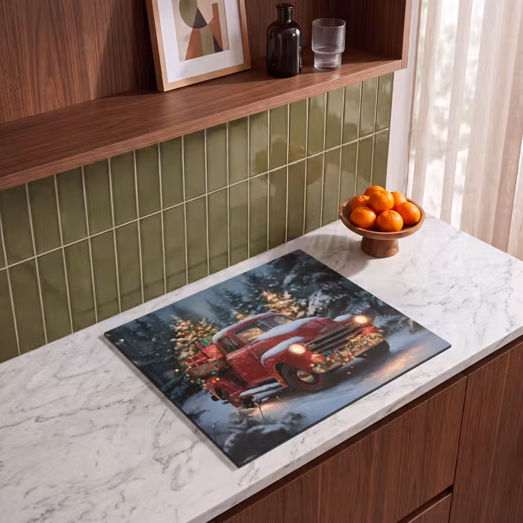 Induction hob protector - Christmas truck - Snow forest - Red — 4