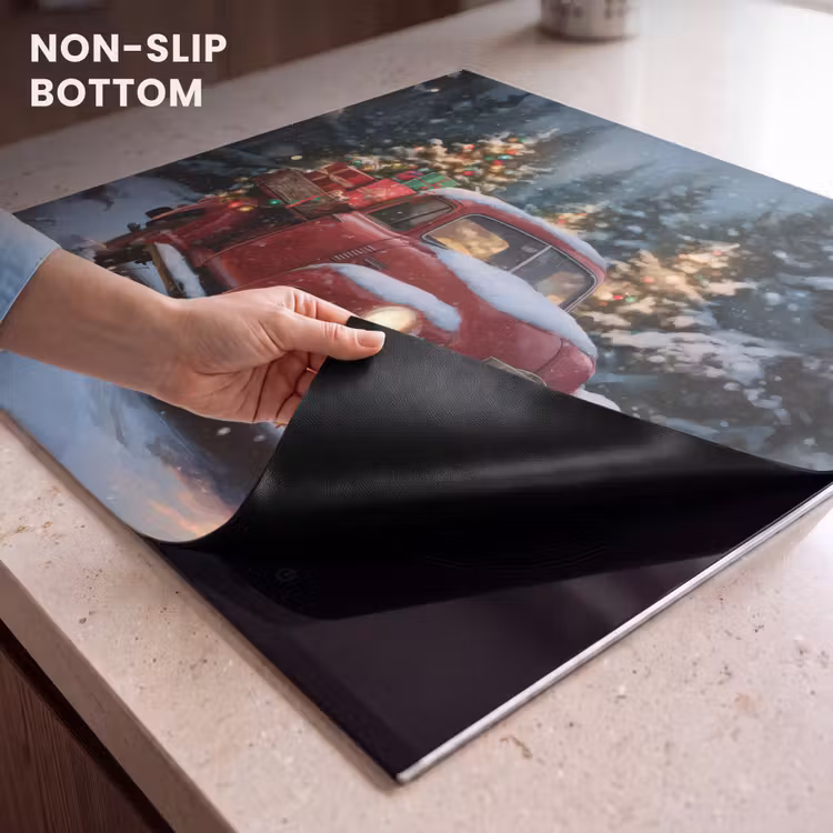 Induction hob protector - Christmas truck - Snow forest - Red — 5