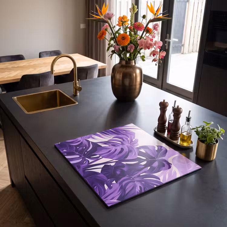 Induction hob protector - Leaves - Purple - Tropical - Abstract — 2