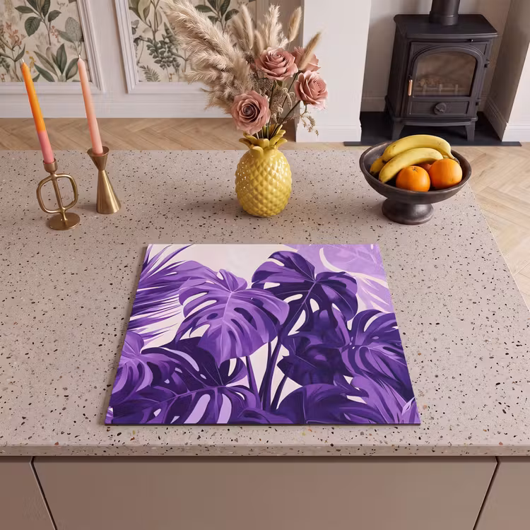 Induction hob protector - Leaves - Purple - Tropical - Abstract — 3