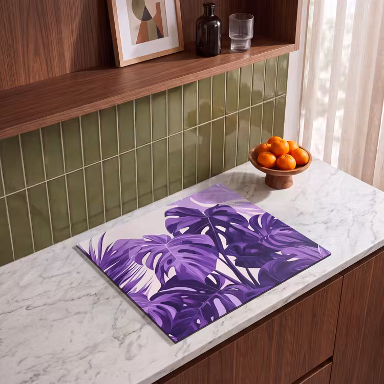 Induction hob protector - Leaves - Purple - Tropical - Abstract — 4