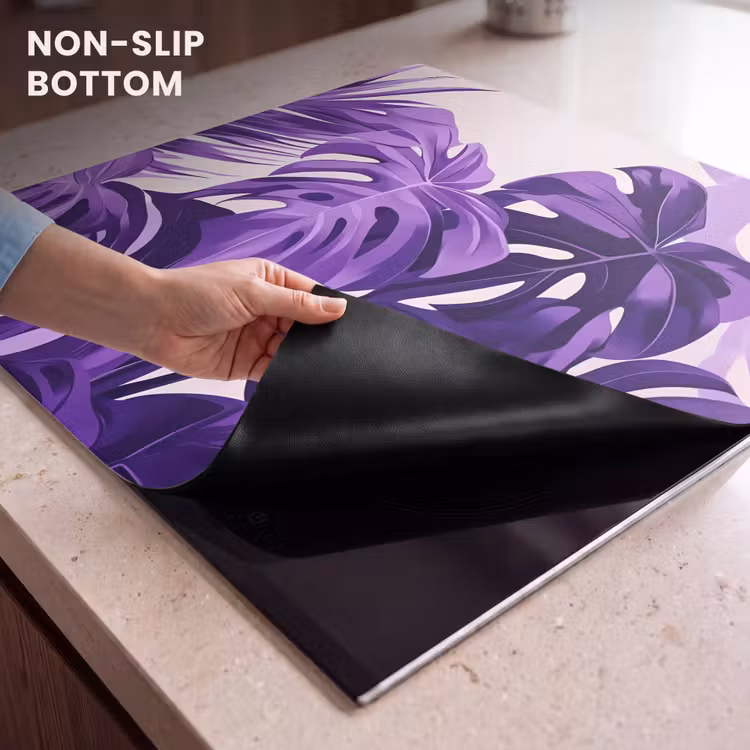 Induction hob protector - Leaves - Purple - Tropical - Abstract — 5