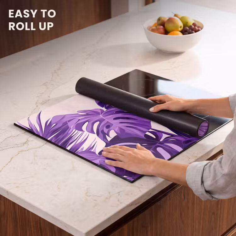Induction hob protector - Leaves - Purple - Tropical - Abstract — 6