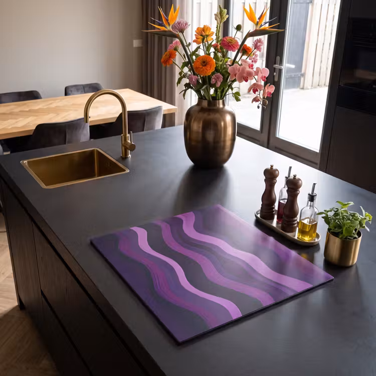Induction hob protector - Lines - Waves - Purple - Abstract — 2