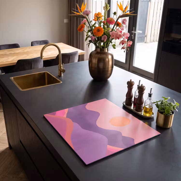 Induction hob protector - Sun - Hills - Purple - Abstract — 2