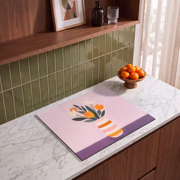 Induction hob protector - Tulips - Vase - Stripes - Purple — 4