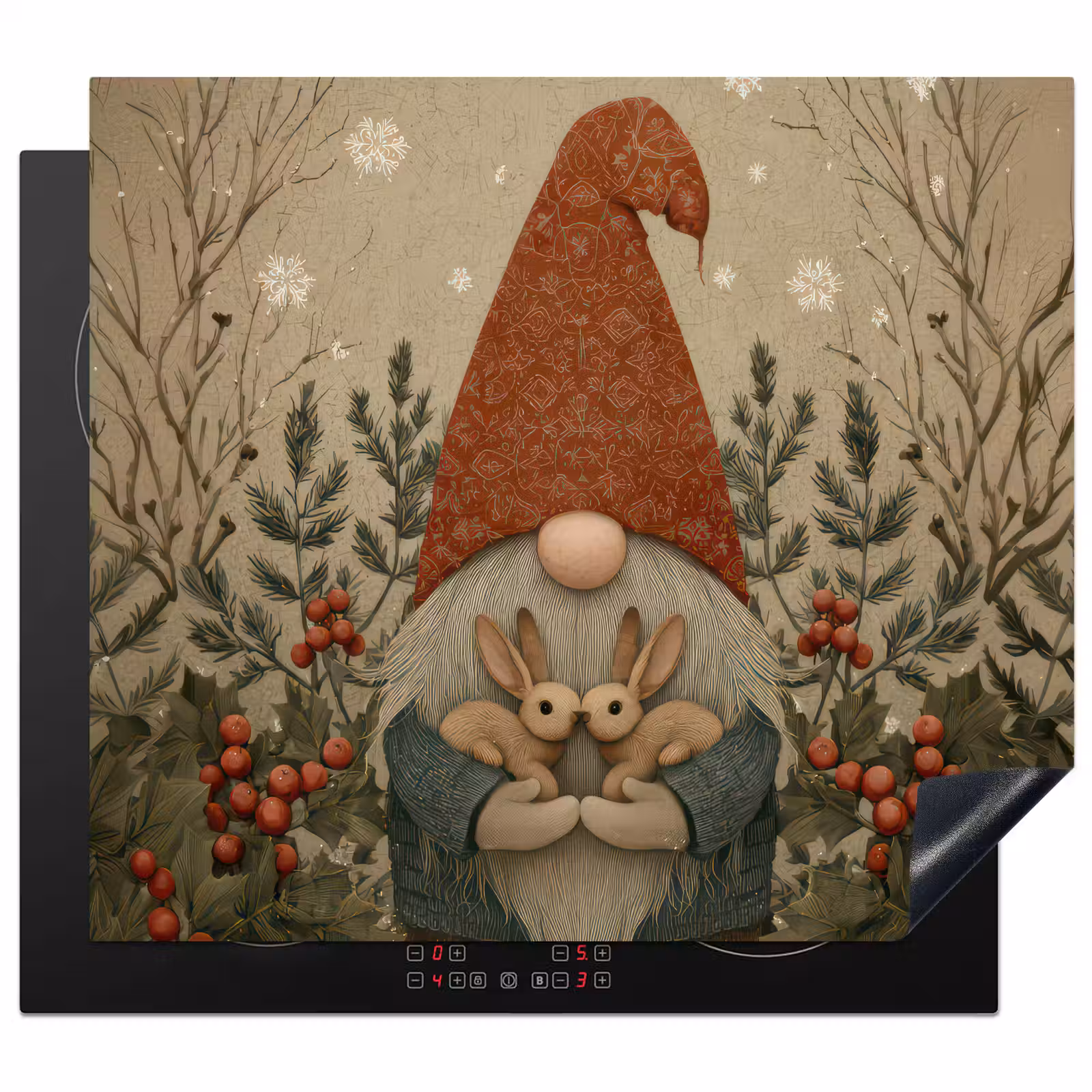 Induction hob protector - Christmas gnome - Bunnies - Colorful — 1