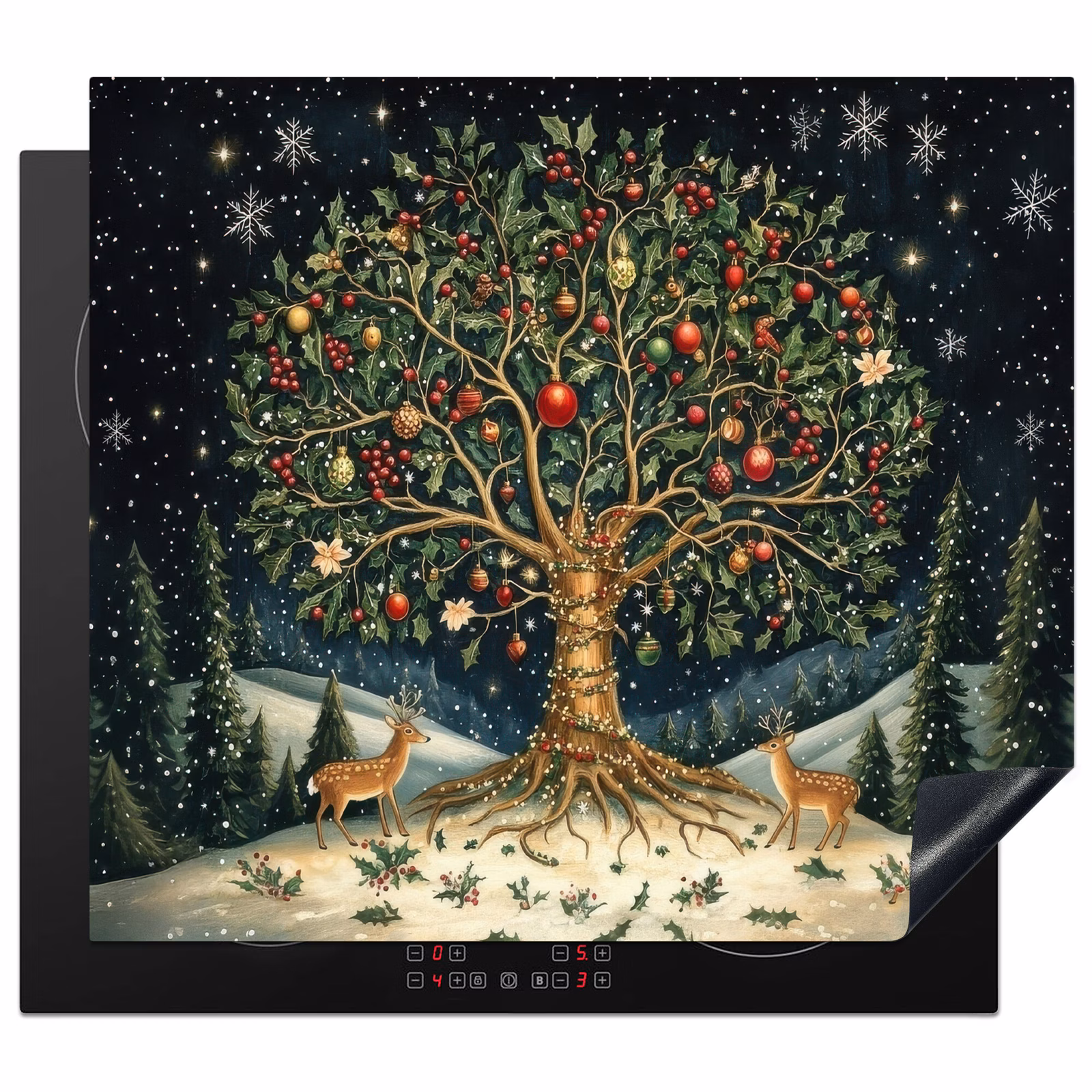 Induction hob protector - Party tree - Winter sky - Colorful — 1