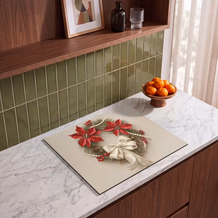 Induction hob protector - Door wreath - Bow - Christmas - Red - Green — 4