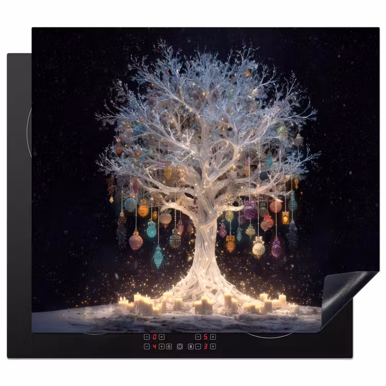 Induction hob protector - Snow tree - Lights - White - Colorful — 1