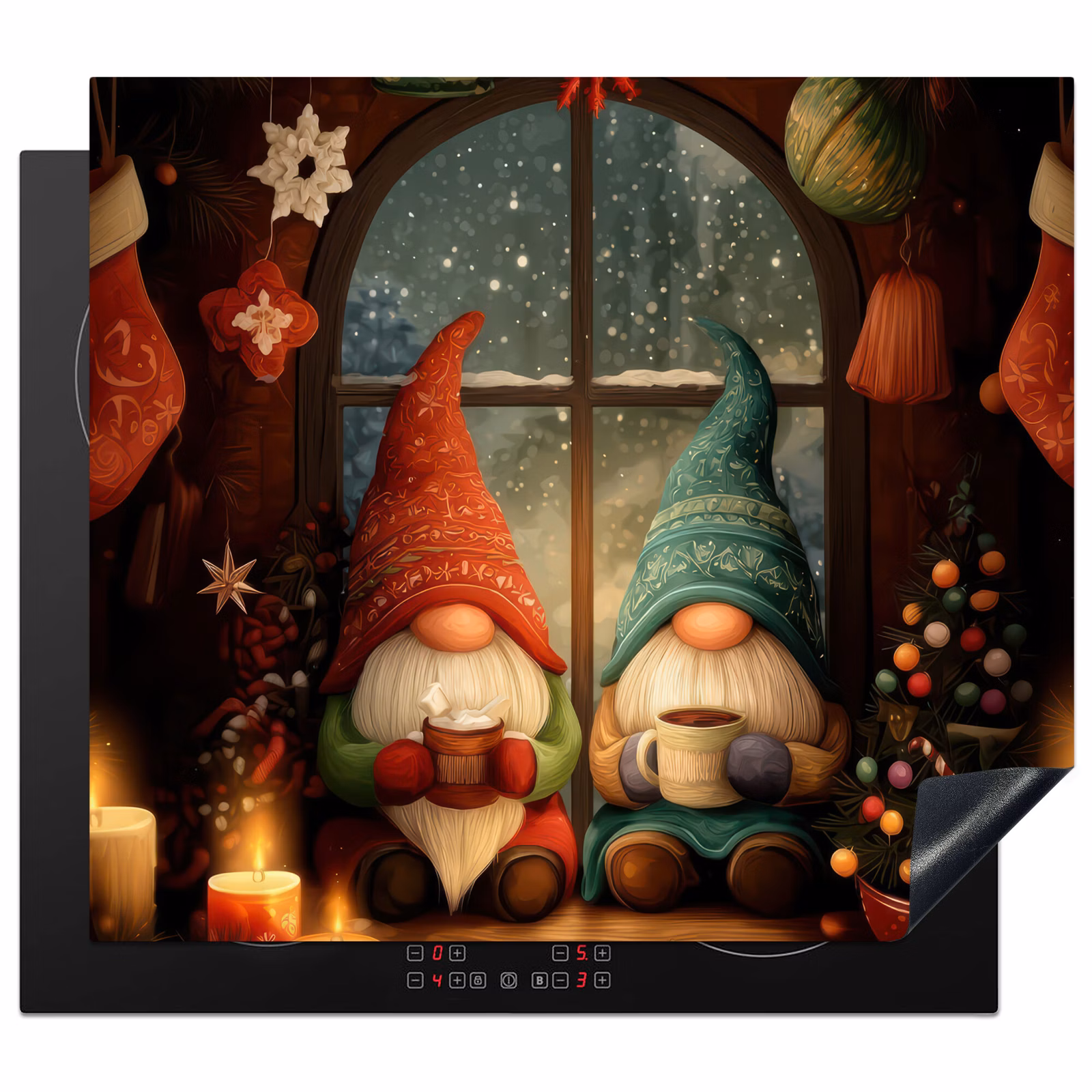 Induction hob protector - Gnomes - Christmas - Window - Colorful — 1