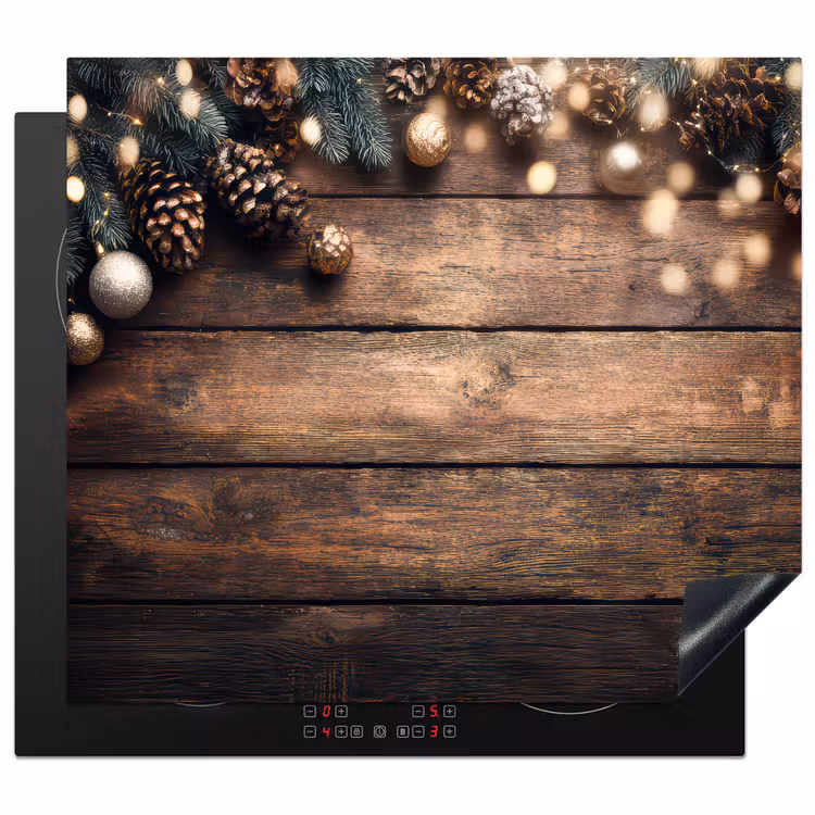 Induction hob protector - Christmas decoration - Wooden - Pine cone - Brown — 1