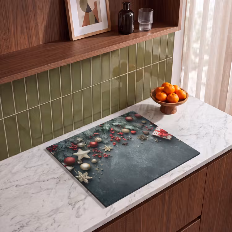 Induction hob protector - Christmas frame - Holly - Colorful — 4