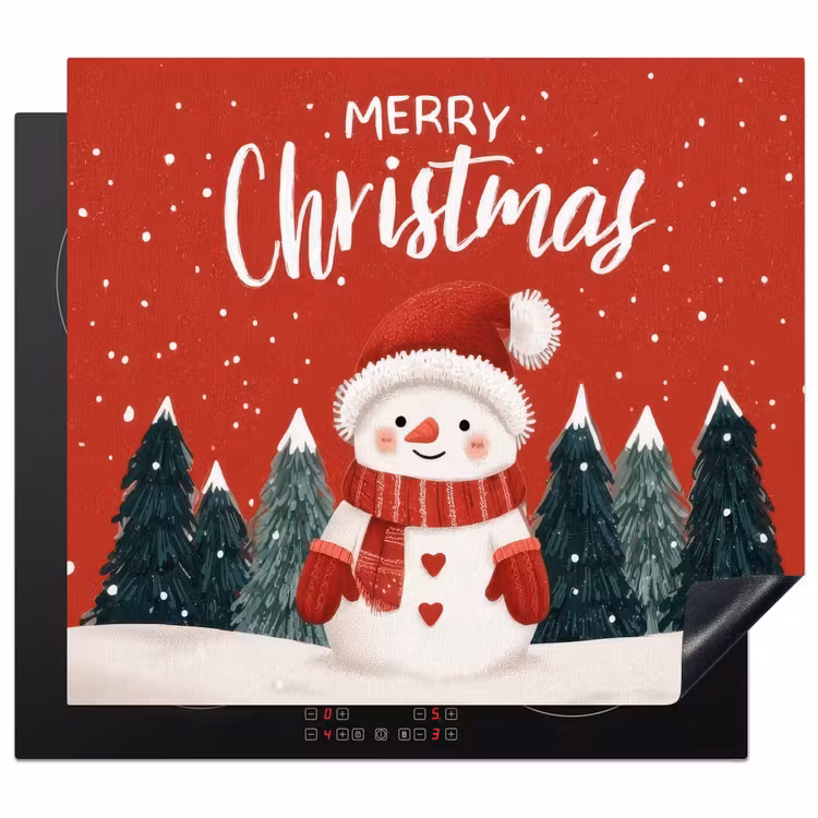 Induction hob protector - Christmas greeting - Snow - Red — 1