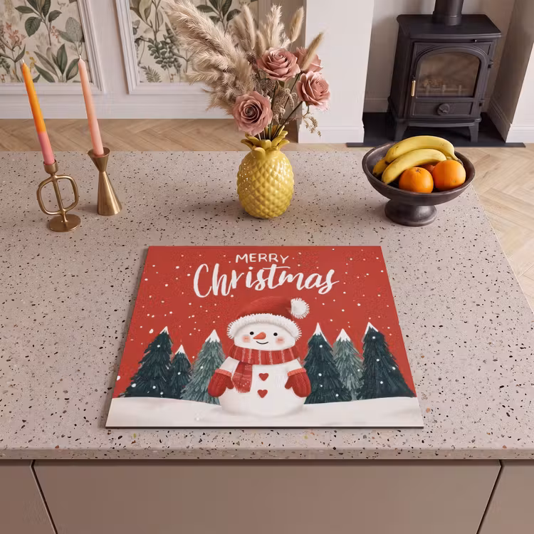 Induction hob protector - Christmas greeting - Snow - Red — 3