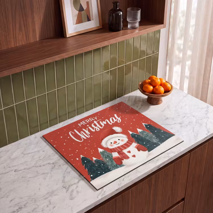 Induction hob protector - Christmas greeting - Snow - Red — 4