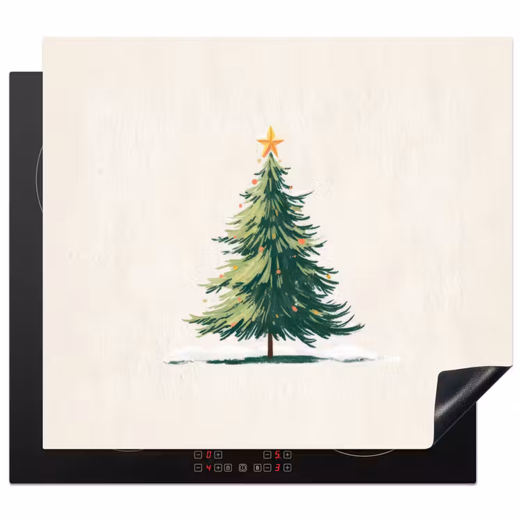 Induction hob protector - Christmas tree - Illustration - Star - Snow — 1
