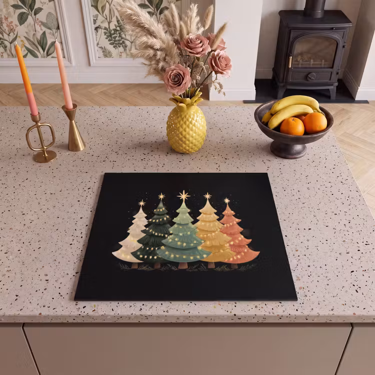 Induction hob protector - Christmas trees - colorful - lights - star — 3