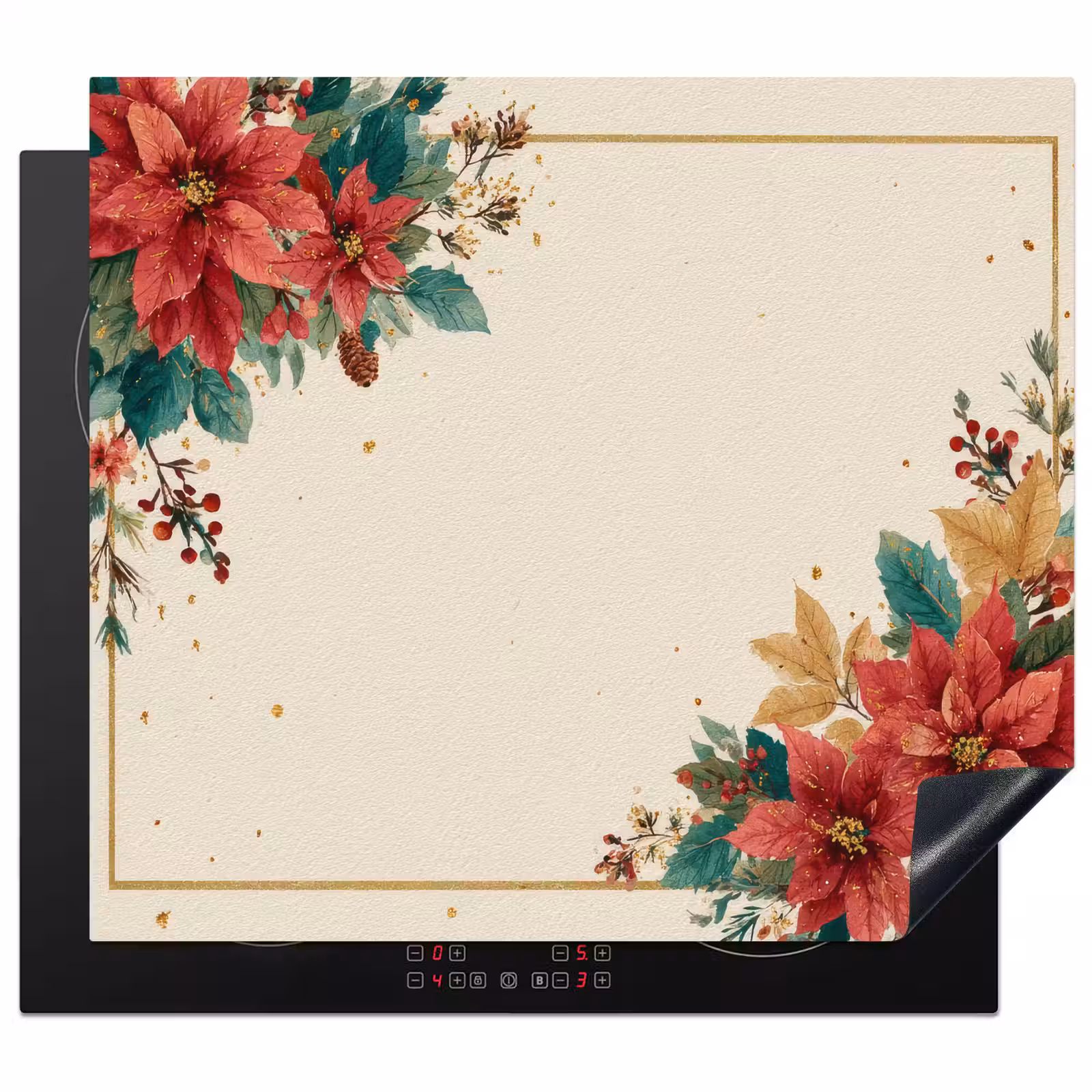 Induction hob protector - Christmas - Poinsettia - Frame - Colorful — 1