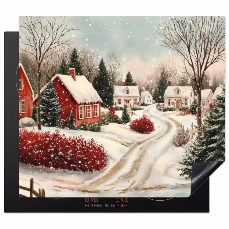 Induction hob protector - Christmas atmosphere - Rural - Red — 1