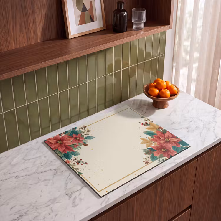 Induction hob protector - Christmas - Poinsettia - Frame - Colorful — 4