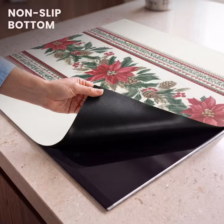 Induction hob protector - Christmas strip - Poinsettia - Red - Green — 5
