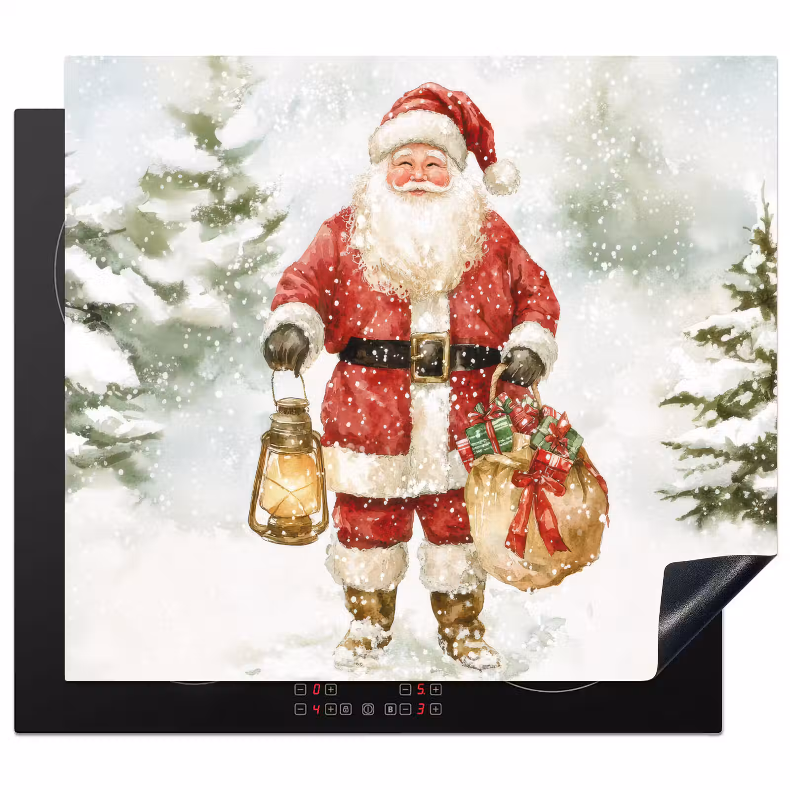Induction hob protector - Santa Claus- Winter - Snow - White - Red — 1