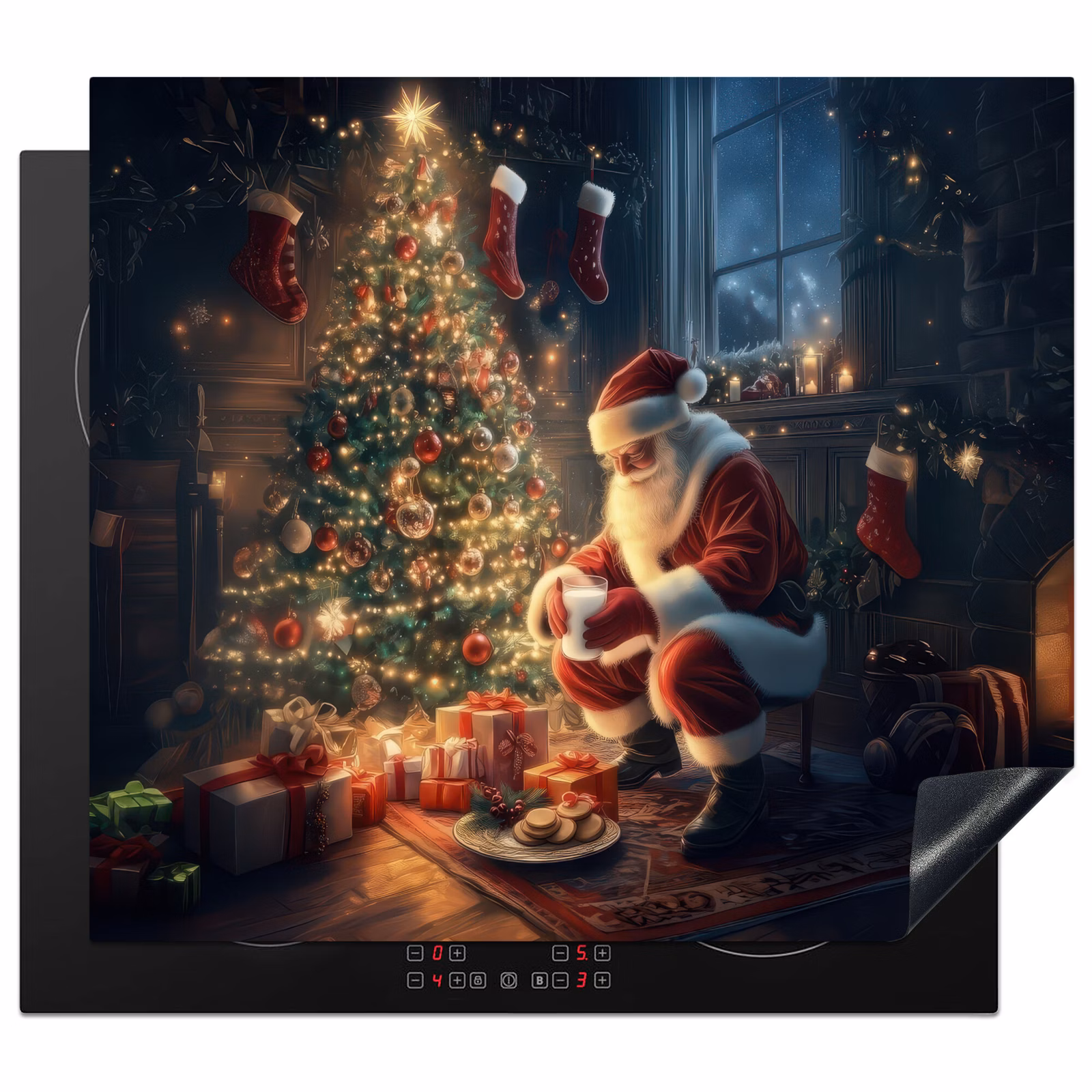 Induction hob protector - Santa - Fireplace - Dark — 1