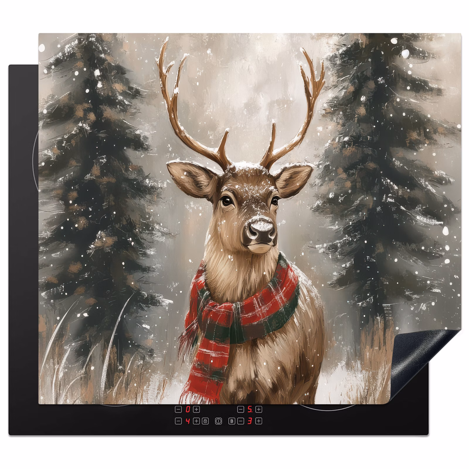 Induction hob protector - Winter - Forest - Reindeer - Dark — 1