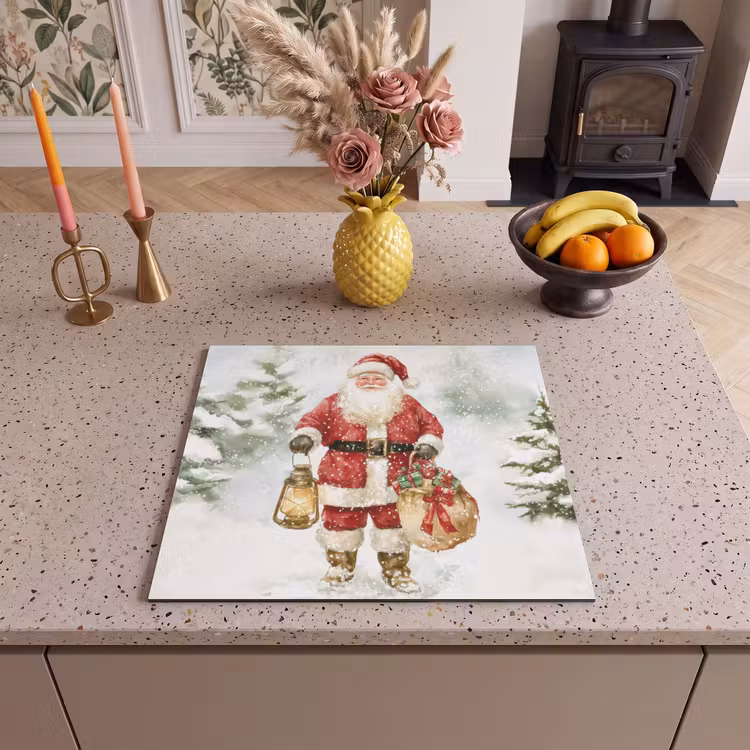 Induction hob protector - Santa Claus- Winter - Snow - White - Red — 3