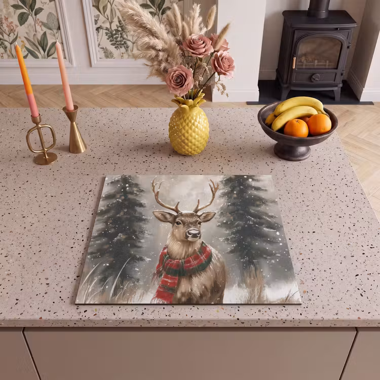 Induction hob protector - Winter - Forest - Reindeer - Dark — 3