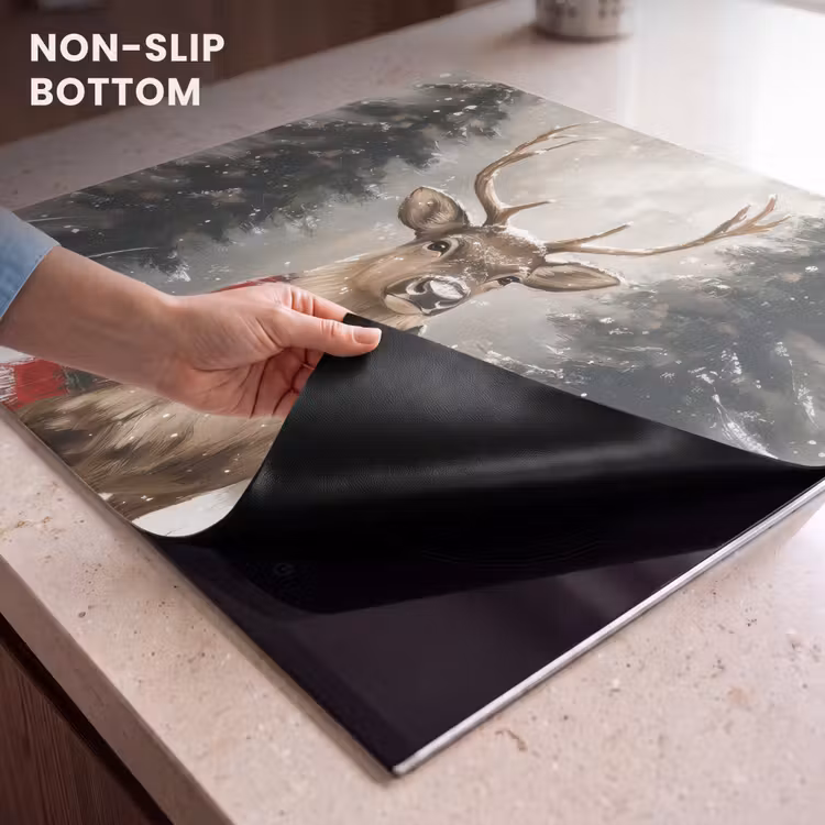 Induction hob protector - Winter - Forest - Reindeer - Dark — 5
